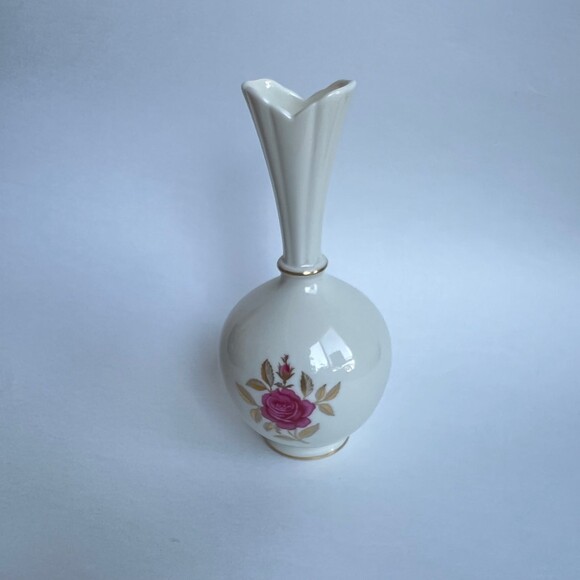 Vintage Lenox Pink Rhodora Rose Floral Bud Vase 8” - Picture 1 of 4